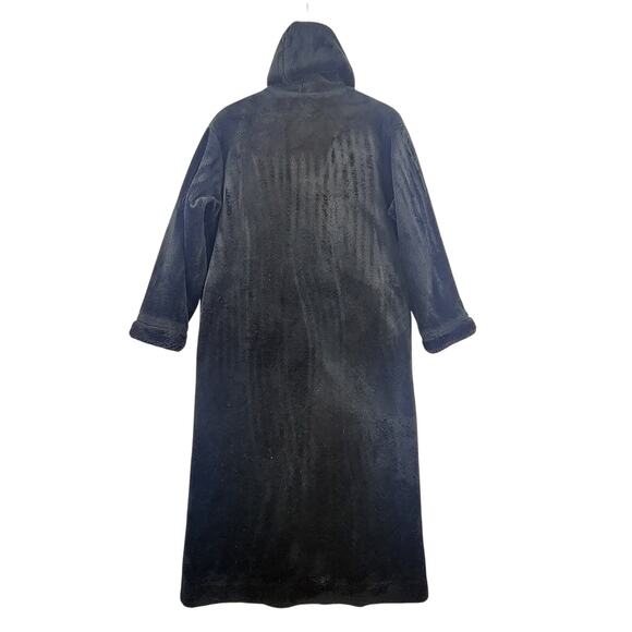 NILS Vintage Hooded Fleece Coat Women’s SZ M Black Long Button Front Lined EUC - Picture 3 of 16